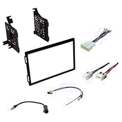 ASC Audio Premium Car Stereo Install Dash Kit, Wire Harness, and Antenna Adapter for Select Nissan Vehicles - Double Din Radio Compatible