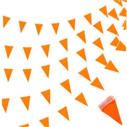 Tatuo 200 Feet Solid Pennant Banners Flags String Triangle Hanging DIY Bunting Flags Party Decorations for Grand Opening Party Banners for Kids Birthday, Shops (Orange)