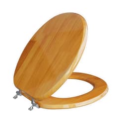 Jones Stephens Comfort Seats C2B1R17CH Designer Solid Wood Toilet Seat with Chrome Hinges, Round, Oak