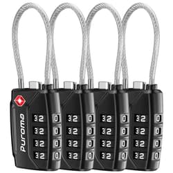 Puroma 4 Pack TSA Approved Luggage Lock, 4 Digit Combination Travel Locks Resettable Code Lock with Zinc Alloy Body for Suitcase, Toolbox, Backpack, Bag, Gym Locker (Black)