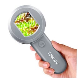 TOMLOV P10 Microscope for Adults Kids, Portable 100X Illuminated Jewelers Loupe, Handheld Coin Magnifier with Light for Collectors, Pocket Trichome Magnifying Glass, Digital Microscope with 2