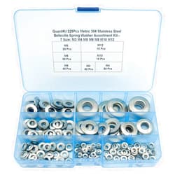 Guard4U 225Pcs Metric 304 Stainless Steel Belleville Spring Washer/Conical Spring washers Assortment Kit- 7 Size: M3 M4 M5 M6 M8 M10 M12