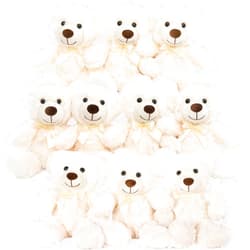 MorisMos 10 Packs Bulk Teddy Bear Baby Shower, Small White Teddy Bears Stuffed Animals in Bulk, 14