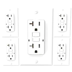 OMEENET GFCI Outlet, Weather Proof, Tamper Resistant, Self Test GFI Receptacle, Outdoor or Indoor, 20 Amp, White (5 Pack)