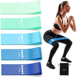 Renoj Resistance Bands for Working Out, Elastic Exercice Loop Bands for Physical Therapy, 5 Set of Stretch Bands for Booty Legs, with Instruction Manual and Carry Bag