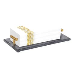 Sumnacon Guest Towel Holder Tray for Bathroom,Marble Napkin Holders for Paper Napkins,Bathroom Napkin Holder Tray with Feets,Elegant Napkin Holder for Bathroom Toilet Dining Table Kitchen, Black