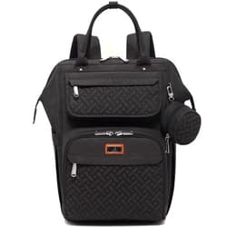 BabbleRoo Diaper Bag Backpack, Multifunction Nappy Changing Bag with Changing Pad, Stroller Straps & Pacifier Case, Unisex Stylish Travel Back Pack for Moms & Dads - Black