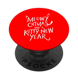 Meowy Catmas Funny Christmas Holiday Xmas Gifts Meowy Catmas Funny Cat Owner Merry Christmas Lover Gifts PopSockets Grip and Stand for Phones and Tablets
