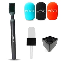 Movo WMX-HM Wireless Interview Microphone Adapter w/Mic Flag - Compatible with DJI Mic, Rode Wireless GO, Hollyland Lark, and More - Great for Interviews, Reporters, and Content Creation