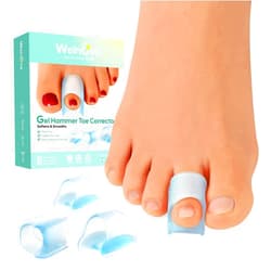 Welnove Hammertoe Corrector - 6 PCS Toe Splints Realign Bent, Curled, Crooked, Claw, Hammer Toes - Toe Straighteners for Men and Women - Blue