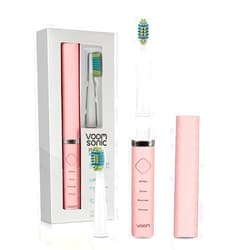 Voom Sonic Pro 3 Rechargeable Electric Battery Powered Toothbrush With Soft Dupont Nylon Bristle Dentist Recommended Portable Oral Care 2-Minute Timer 3 Adjustable Speeds Lightweight Design, Pink