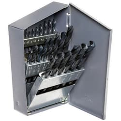 Chicago-Latrobe Chicago Latrobe 57725 150 Series High-Speed Steel Jobber Length Drill Bit Set with Metal Case, Black Oxide Finish, 118 Degree Conventional Point, Metric, 25-piece, 1.0mm - 13.0mm in 0.5mm increments