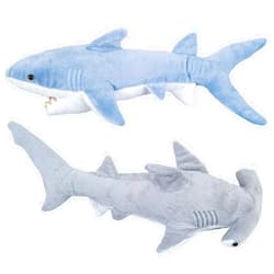 Bedwina Stuffed Animal Sharks - Pack of 2 Large, 14 inch Mako & 13 inch Hammerhead Plush Shark Toys, Stuff Animals Toy, for Baby Toddlers & Kids