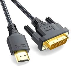 DteeDck DVI to HDMI Cable 6ft, HDMI to DVI-D Cord Adapter Bidrectional Braided for Monitor Projector Raspberry Pi Roku Xbox One PS5 Graphics Card Blue-ray Switch - Black