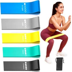 ROSAPOAR Resistance Loop Exercise Bands for Working Out, Fitness Elastic Bands, Workout Bands for Home Gym, Stretching, Yoga, Pilates, Physical Therapy (5pcs Set)