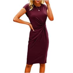 IGSY Dresses for Women Women's Dress Twist Solid Fitted Dress Dresses