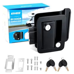 Kohree Upgraded RV Door Lock Replacement with Paddle Deadbolt, Camper Door Handle Latch, 100% Metal RV Enclosed Travel Trailer Entry Door Lock with Keys for Camper Horse Trailer Cargo Hauler Black