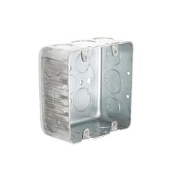 RACO Hubbell-Raco 683 Two-Device Switch, 4-Inch. Square Box 2-1/8-Inch Deep, 1/2-Inch and 3/4-Inch Side Knockouts, Drawn, Gray Finish