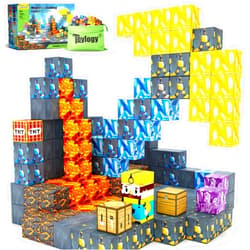 Toylogy Magnetic Blocks-Build Mine Magnet World Pickaxe Edition Mine Pickaxe Caverns Kids Games Toddler Toys Magnetic Tiles for Boys & Girls Age 3-4 4-5 6-8, Sensory Outdoor Toys for Kids for 3+