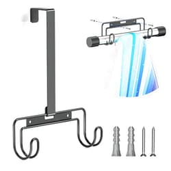 XILIMEN Ironing Board Holder Wall Mount, Over The Door Ironing Board Hanger, Ironing Board Wall Mount for Y & T Leg, Iron Holder Wall Mounted for Laundry Room (Black)