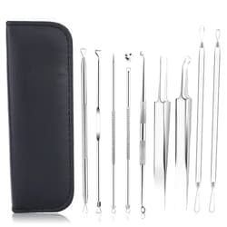 UUBAAR Pimple Popper Tool Kit, UUBAAR 9 PCS Blackhead Remover Tools with Tweezers, 16-Heads Professional Acne Zit Pimple Popper Extraction Tools, Whitehead Comedone Extractor Kit for Facial Nose