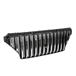 YILINGYI Gloss Black Chrome ABS Bumper Grille Compatible With Hyundai Santa Fe 2018 2019 2020(Black with silver stripes)
