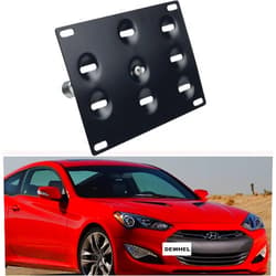 Dewhel JDM Front Bumper Tow Hook License Plate Mount Bracket Holder Tow Hole Adapter Bolt On Compatible with 10 -16 Hyundai Genesis Coupe