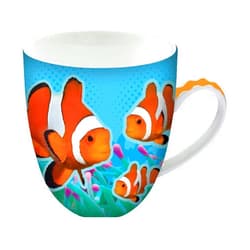 Animug Clown Fish Coffee Mug from Deluxebase. 15 Fl Oz Animal Print Ceramic Mug. Clown Fish Cup with Handle. Attractive Novelty Coffee Mugs. Funny Mugs and Cute Gifts for Kids and Adults