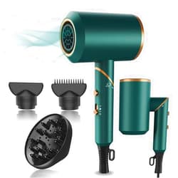 LPINYE 1800W Professional Ionic Hair Dryer with Diffuser and Nozzles for Women,Travel Portable Powerful Blow Dryer for Fast Drying,Compact & Lightweight