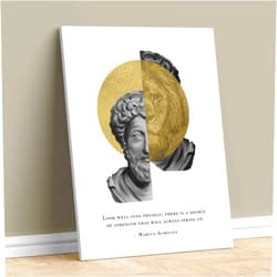 MAXFOUNDRY Marcus Aurelius Lion Head Wrapped Canvas, Gift for Stoics 16x20 in | 40x50 cm