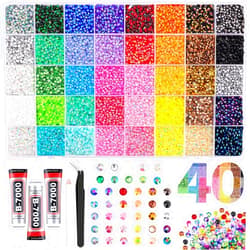 TINKRSTUFF 40000Pcs 40 Colors Jelly Rhinestones for Bedazzling, 3mm Multicolor Resin Flatback Gems for Diamond Art, Bedazzler Kit with 3Pcs 10ml B7000 Jewelry Glue for Crafting Book Shoes Nail Art