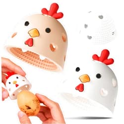Lomxene 2PCS Egg Cleaner, Egg Washer for Fresh Eggs,Silicone Chicken Coop Accessories Farm Fresh Egg Cleaning Brush, Silicone Practical Vegetable and Fruit Scrubber Tool (White and Light Brown)