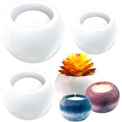 AddLotLot 3 PCS Round Concrete Candle Jar Mold Round Pot Molds Trinket Box Container Storage Mould Vase Silicone Mold Pen Holder Mold Candles Resin Mold for DIY Resin Art Craft Home Decor Planter