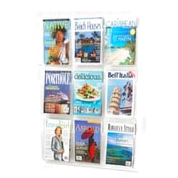 Safco Products Company SAF5603CL Magazine Display Rack- 9 Pockets- 30in.x2in.x36-.88in.- Clear