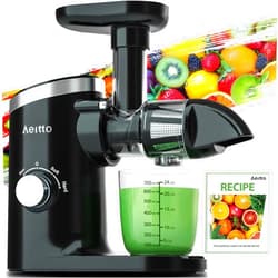 Aeitto Juicer Machines, Quiet Motor Juicer, Cold Press Juicer, Masticating Juicer, Celery Juicers, with Triple Modes,Reverse Function,Easy to Clean with Brush, Recipe for Vegetables And Fruits, Black