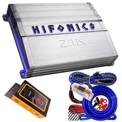 Hifonics ZG-1800.1D Zeus Gamma 1 Channel Super D Class 1800 Watt Car Audio Sound System Subwoofer Speaker Amp Amplifier with Gravity Magnet Phone Holder and 4 Gauge Kit Blue Bundle