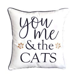 DECOPOW Embroidered Throw Pillow Cover,Square 18 inches Decorative Canvas Pillow Cover with You Me and The Cats,Cover Only