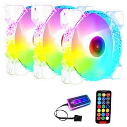 AURTEC 3 Pack RGB Case Fans,120mm Ultra-Quiet RGB Chassis Cooling Fans,Equiped with Remote Control Hub,5V ARGB Sync,Speed Adjustable Colorful Cooler,Crystal Appearance, High-Performance Computer Fan for Case