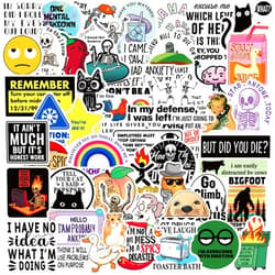 RGBEE 100Pcs Funny Anime Stickers Pack, Waterproof Vinyl Decals for Laptop, Skateboard, Hard Hat, Kindle, Journal, Scrapbooking, Water Bottle, Computer, Graffiti Stickers for Adults