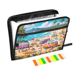 UMIRIKO People Sea Beach Vans Landscape 13 Pocket Expanding File Folder with Sticky Labels A4 Size Document Organizer Expanding Zip File Folder with Zipper 202a6320