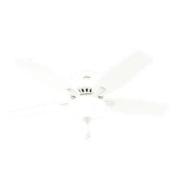Hunter Fan Company Newsome 52-inch Indoor Fresh White Traditional Ceiling Fan With Bright LED Light Kit, Pull Chains, and Reversible WhisperWind Motor Included