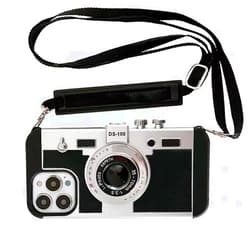QoKcoahn Emily in Paris Phone Case for iPhone 13 Pro Max,Kawaii 3D Cartoon Vintage Camera Case with Long Lanyard Silicone PC Crossbody Phone Case Shockproof Protector Women Men for iPhone 13 Pro Max