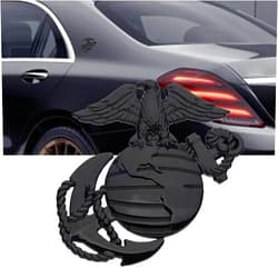 MLAHUIER US Marine Corps Car Stickers, 3D Hawk Globe Military Anchor Badge Sticker Decorative, Universal Zinc Alloy Exterior Decorative Accessories for Car, Truck, Pickup, Motorcycle(Black)