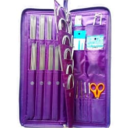 SYWAN 104Pcs Knitting Kit Stainless Steel Straight Circular Knitting Needles Crochet Hook with Pu Case