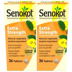 Senokot Extra Strength Natural Vegetable Laxative for Gentle Overnight Relief Occasional Constipation, 36 Count (Pack of 2)