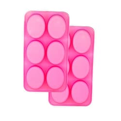 POPBLOSSOM 2 Pack X Oval Shape Homemade Soap Mold Chocolate DIY Tray Mould Silicone Party Maker