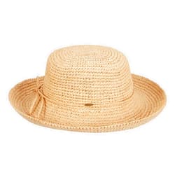 Scala Women's Crocheted Packable Raffia Hat