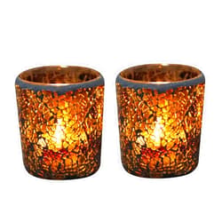 OSALADI 2pcs Mosaic Glass Jars Table Centerpiece Moroccan Decor for Home Glass Tea Light Holder tealight Holder Decors Glass tealight Holder Small Tea Light Holder Wedding Candle