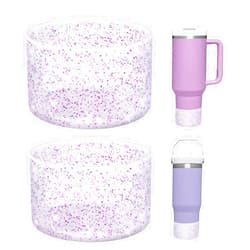 WUQID 2 Pack Bling Silicone Boot Compatible with Stanley Quencher Adventure 40oz & Stanley IceFlow 20oz 30oz, Reduces Dents Protective Silicone Water Bottle Bottom Cover Sleeve