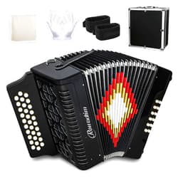 Rowadtim Accordion,31-Key 12-Bass Accordion for Adults, Beginners, Players, Teachers, Stainless Steel, 8-bass Accordion (Black)